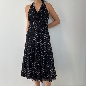 Jones New York Brown Polka Dot Silk Halter Dress - Medium